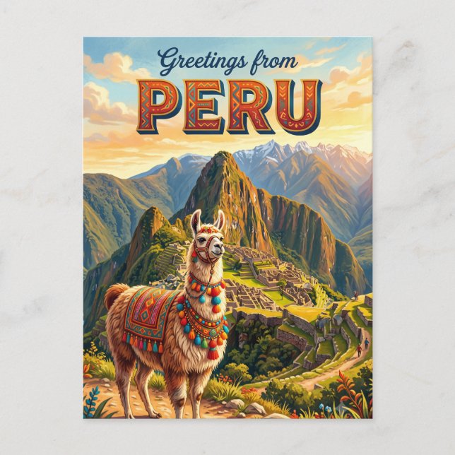 Cartão Postal Lhama do Peru (Frente)