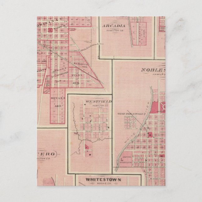 Cartão Postal Líbano, Boone Co com Arcadia, Zionsville (Frente)