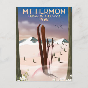Cartão Postal Líbano e Síria Mt Hermon Esqui