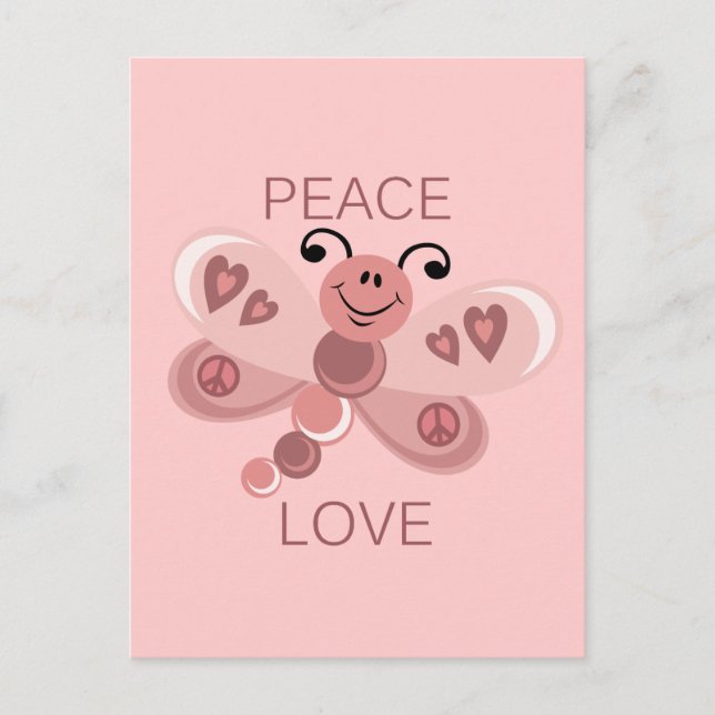 CARTÃO POSTAL LIBÉLULA DE PAZ E AMOR (Frente)