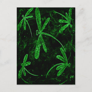 Cartão Postal Libélulas Neon Verde