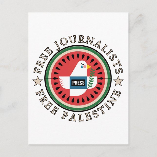Cartão Postal Libertando Jounalistas da Palestina (Frente)