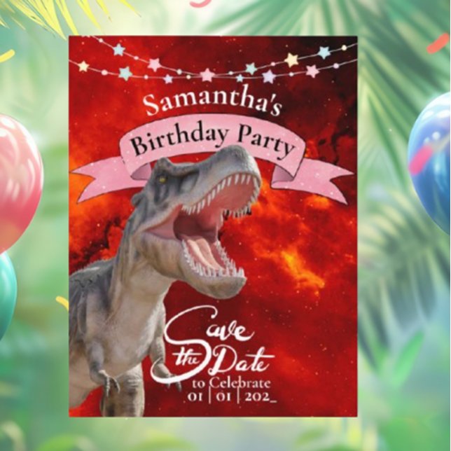 Cartão Postal Libertar o Poder Ardente do T-Rex em Jurassic Worl (Get ready to unleash the fun with our T-Rex Party illustrations! )