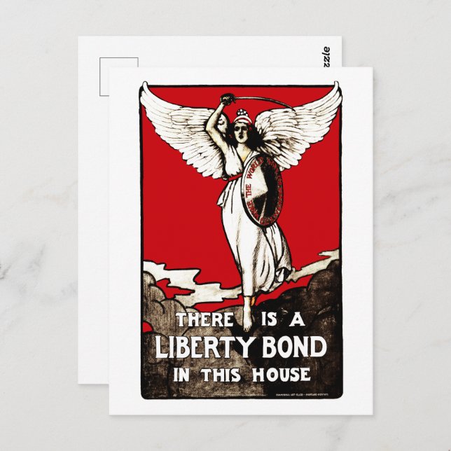 Cartão Postal Liberty Bond Guerra Mundial Poster de 1918 (Frente/Verso)