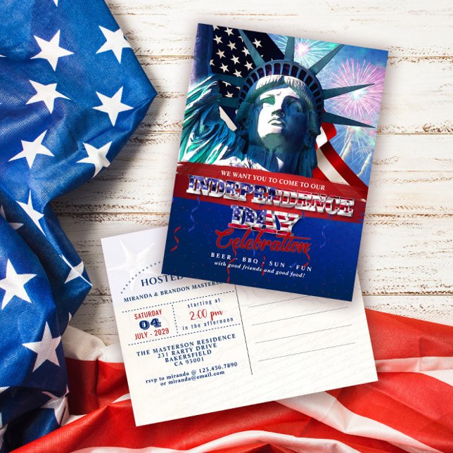 Cartão Postal Liberty Fogos Patrióticos Churrasco de 4 de Julho  (Criador carregado)