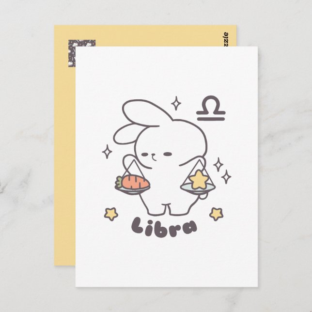 Cartão Postal Libra Loppi Tokki Coelho Série Zodiac (Frente/Verso)