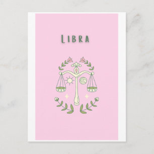 Cartão Postal Libra Rosa, zodíaco, signo do zodíaco