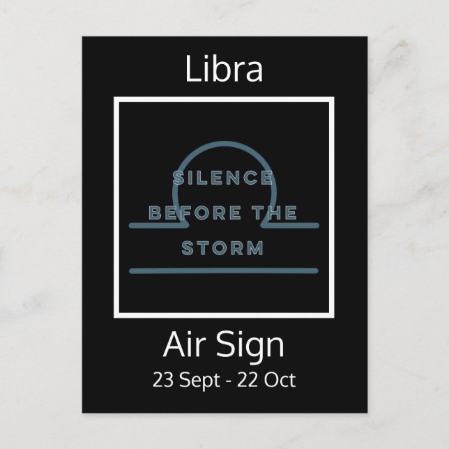 Cartão Postal Libra Zodiac - Sinal de Fatura em Azul e Branco (Frente)