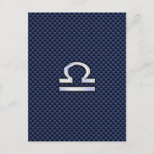 Cartão Postal Libra Zodiac - Sinal de Marinho Azul Fibra de Carb