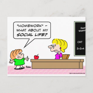 Cartão Postal lição de casa escola professora escola vida social