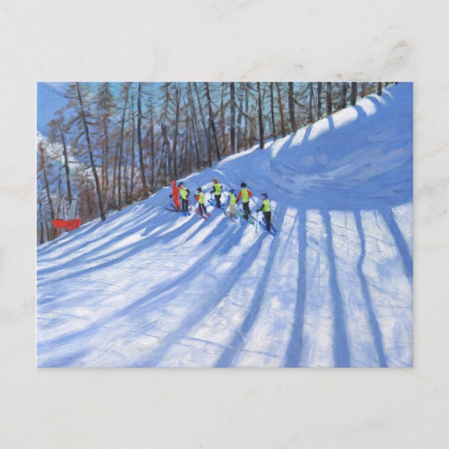 Cartão Postal Lição de Esqui Tignes França (Frente)