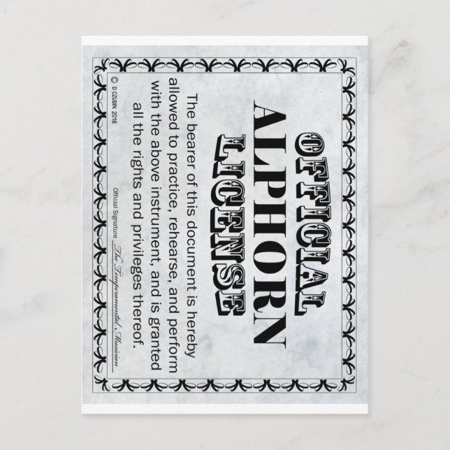 Cartão Postal Licença de Alphorn (Frente)