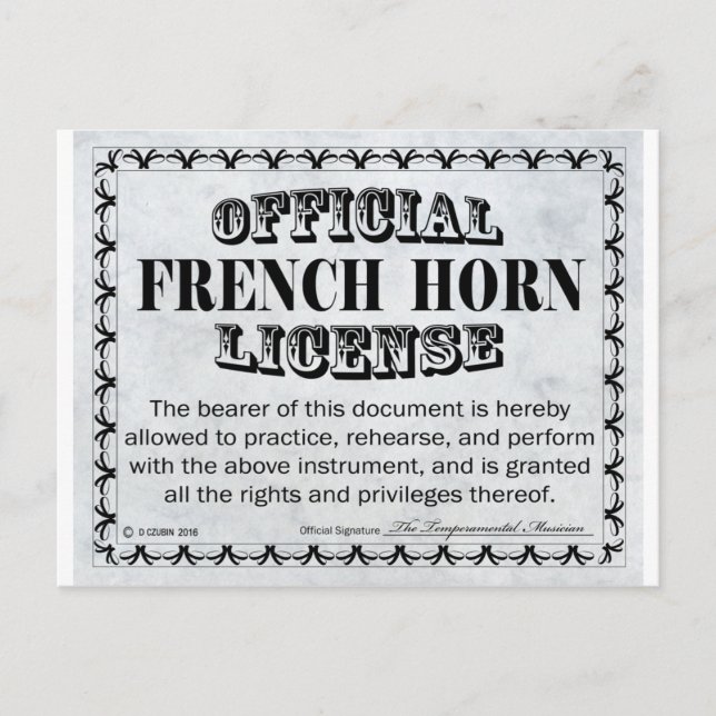 Cartão Postal Licença de Horno Francesa (Frente)