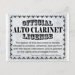 Cartão Postal Licença do Alto Clarinet