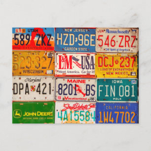 Cartão Postal Licença dos Estados Unidos Plates Art America
