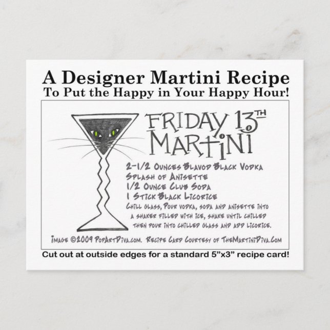 Cartão Postal Licorice Stick Friday 13 Martini Recipiente Card (Frente)