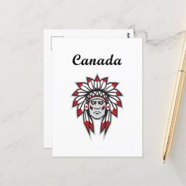 Cartão Postal Líder Indígena Colorido Americano Nativo do Canadá