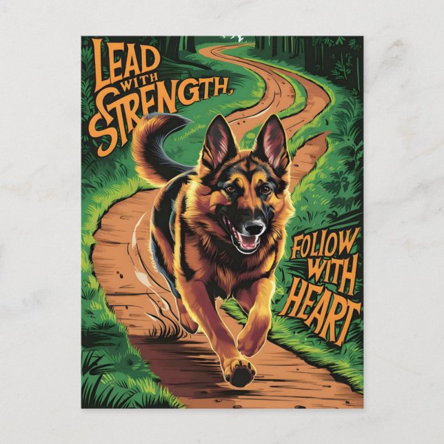 Cartão Postal Líderes de german shepherd com força (Frente)