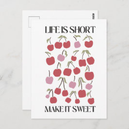 Cartão Postal Life Is Short Make It Sweet Quote Boho Wildflower