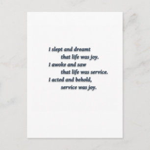 Cartão Postal Life Quote by Rabindranath Tagore - I slept and...