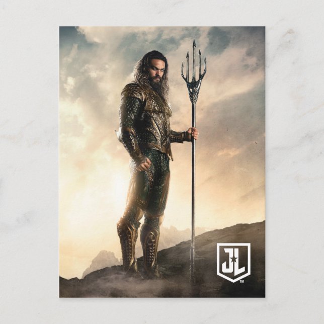 Cartão Postal Liga da Justiça | Aquaman Em Battlefield (Frente)
