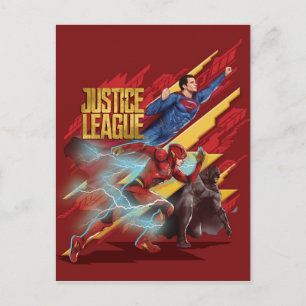 Cartão Postal Liga da Justiça   Crachá Superman, Flash e Batma