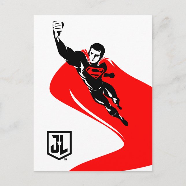 Cartão Postal Liga da Justiça | Superman Flying Noir Pop Art (Frente)
