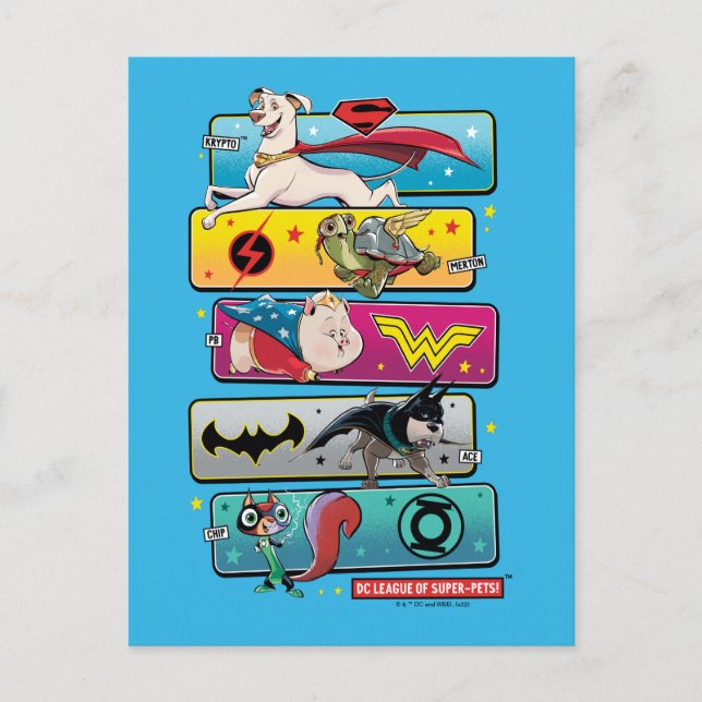 Cartão Postal Liga DC de Painéis Super Pets (Frente)