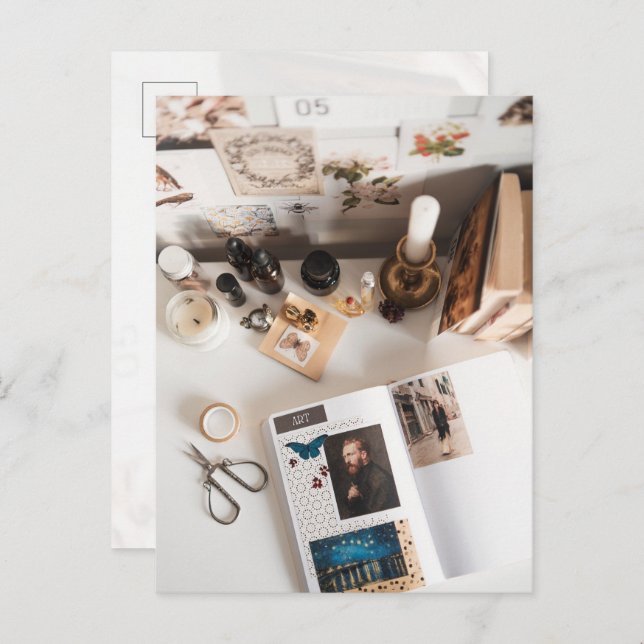 Cartão Postal Light Academia Art Journaling Aesthetic (Frente/Verso)