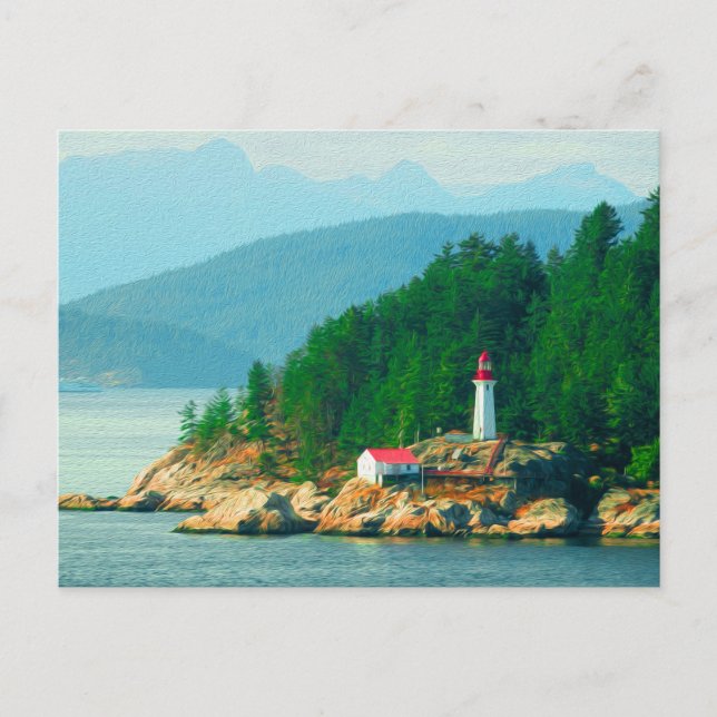 Cartão Postal Lighthouse Mountain Painting Vancouver BC (Frente)