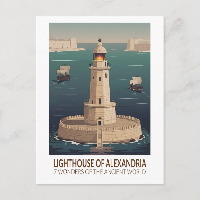 Cartão Postal Lighthouse of Alexandria 7 Wonders of the World (Frente)