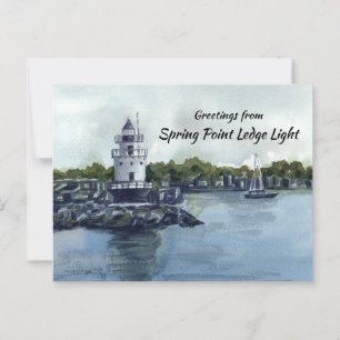 Cartão Postal Lighthouse Primavera Ledge Maine Ocean