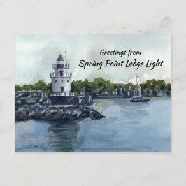 Cartão Postal Lighthouse Primavera Ledge Maine Ocean