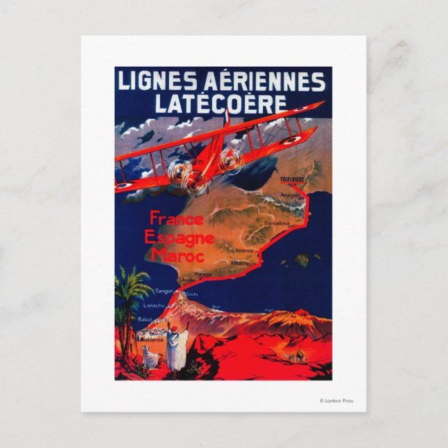 Cartão Postal Lignes Aeriennes Latecoere Poster vintage (Frente)