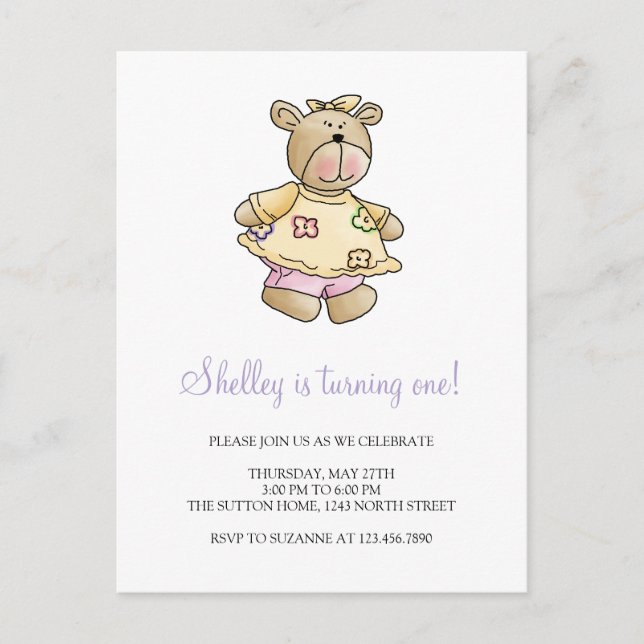 Cartão Postal Lil' Bears ・ Baby Girl Yellow Vress (Frente)