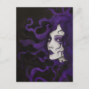 Cartão Postal Lila Art Nouveau Gótico Mulher Roxo Preto 