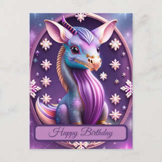 Cartão Postal Lila Pink Drache, fantasievolle Digital Art