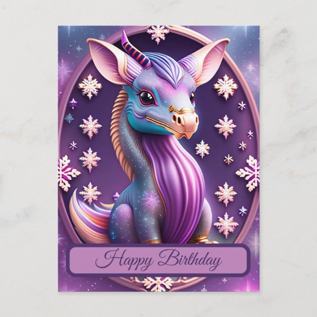 Cartão Postal Lila Pink Drache, fantasievolle Digital Art (Frente)