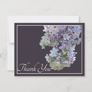 Cartão Postal Lilac Flowers Plum Background Obrigado