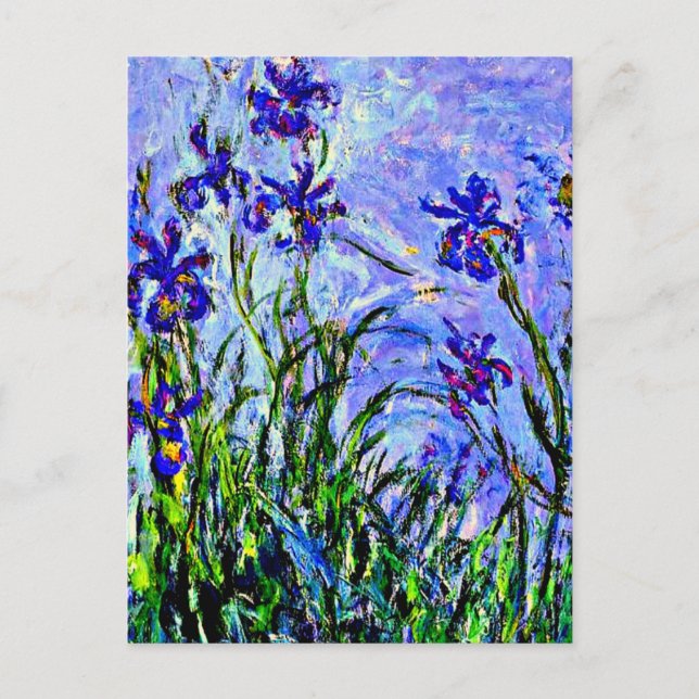 Cartão Postal Lilac Irises belas artes por Claude Monet, (Frente)