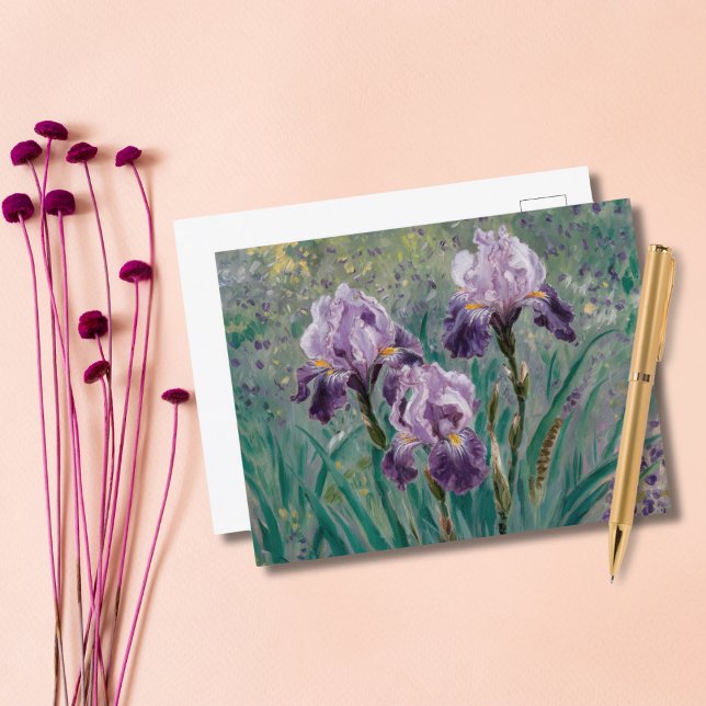 Cartão Postal Lilac Irises, Iris Mauves, Claude Monet (Criador carregado)