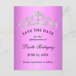 Cartão Postal Lilac Roxo Quinceanera Save The Date