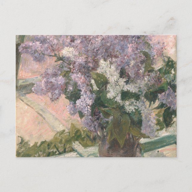 Cartão Postal Lilacs em Window por Mary Cassatt American Painter (Frente)