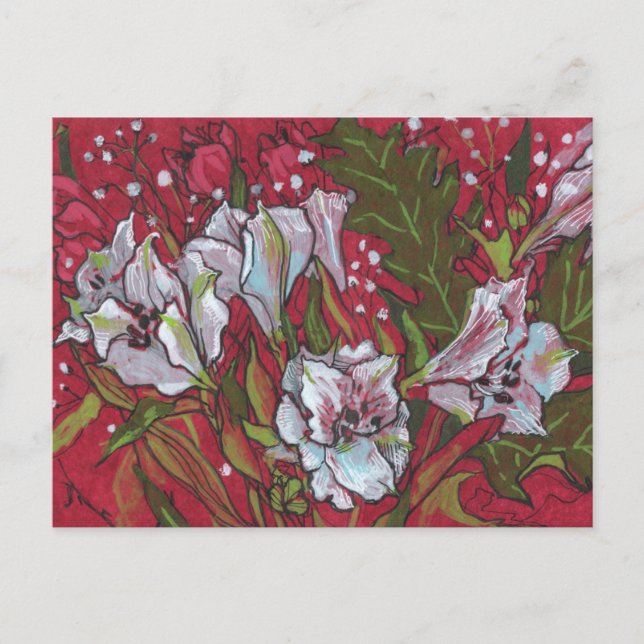 Cartão Postal Lilás Peruanos Flores da Primavera Arte Floral Esb (Frente)