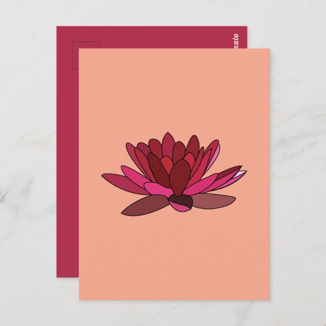 Cartão Postal Lily de Água Rosa Vermelha (Frente/Verso)