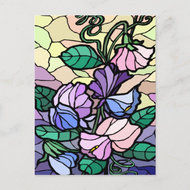 Cartão Postal Lily De Vidro De Mancha Da Placa De Posto De Campo (Frente)