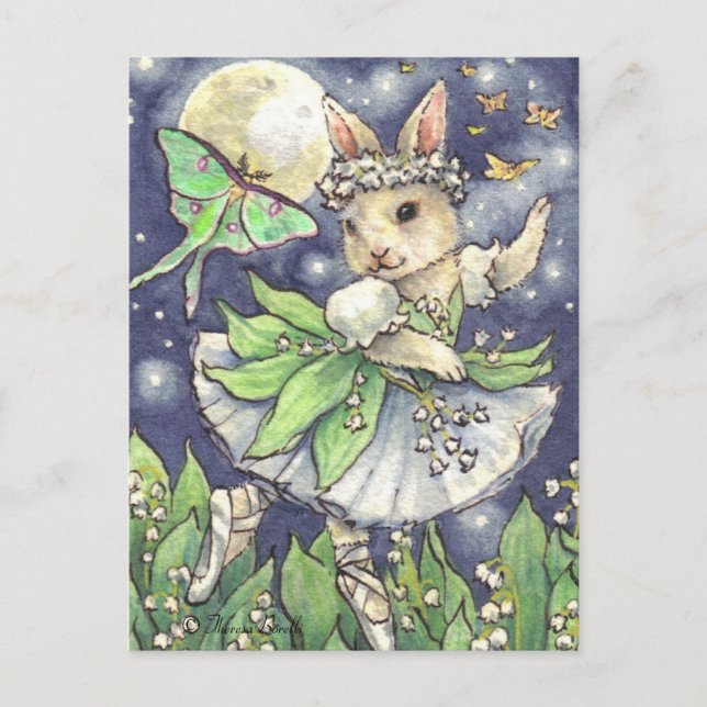 Cartão Postal Lily do vale Ballerina Bunny Postcard (Frente)