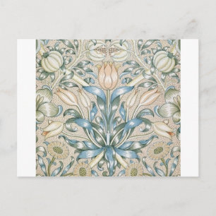 Cartão Postal Lily e Pomegranate Vintage Design de Arte Floral