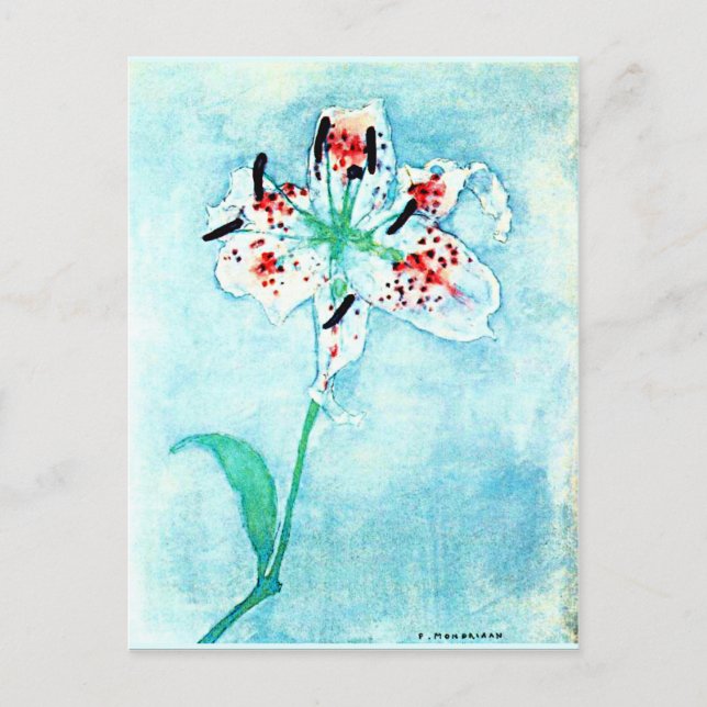 Cartão Postal Lily, linda pintura de Piet Mondrian (Frente)