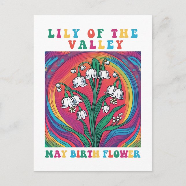 Cartão Postal Lily of the Valley May Birth Month Flower Boho (Frente)